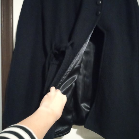 Joan Rivers coat size XL  Navy button Collar cape with tie belt.  XL - Picture 7 of 14